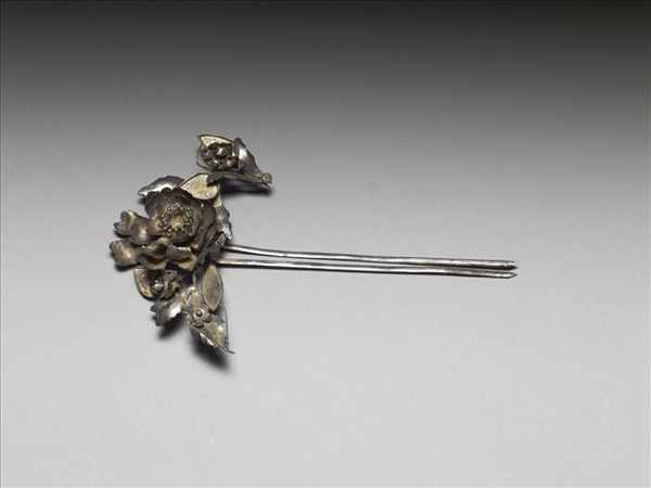 銀銅合金花卉釵