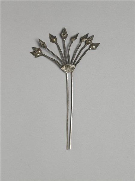 銀銅合金花卉簪