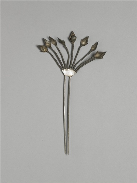 銀銅合金花卉簪