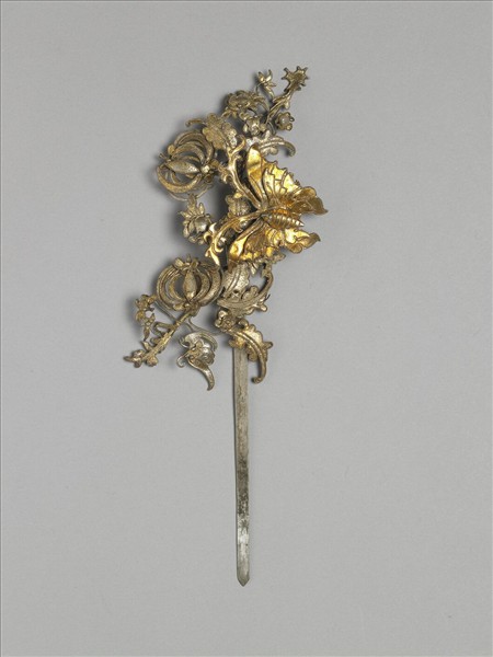 銀銅合金花蝶簪