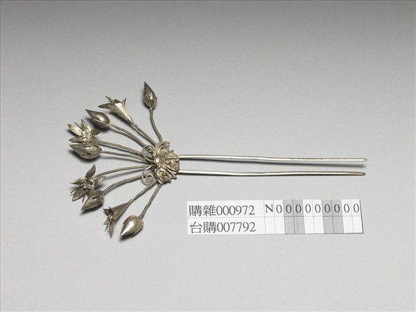銀銅合金花卉簪