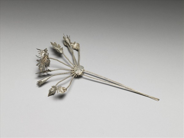 銀銅合金花卉釵