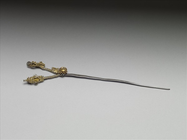 銀銅合金花卉簪