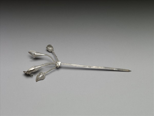 銀銅合金花卉簪