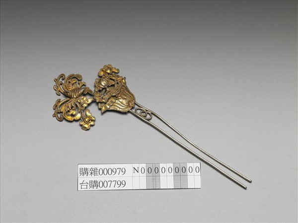 銀銅合金盆花釵