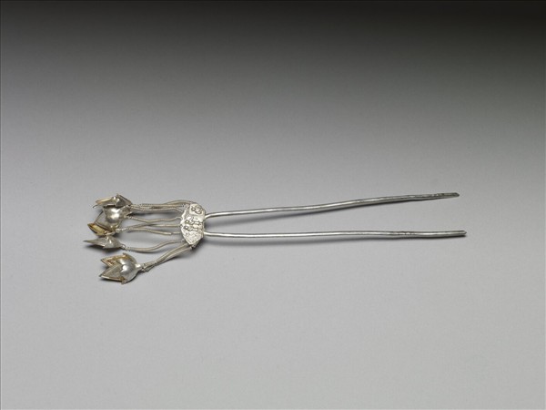 銀銅合金花卉釵