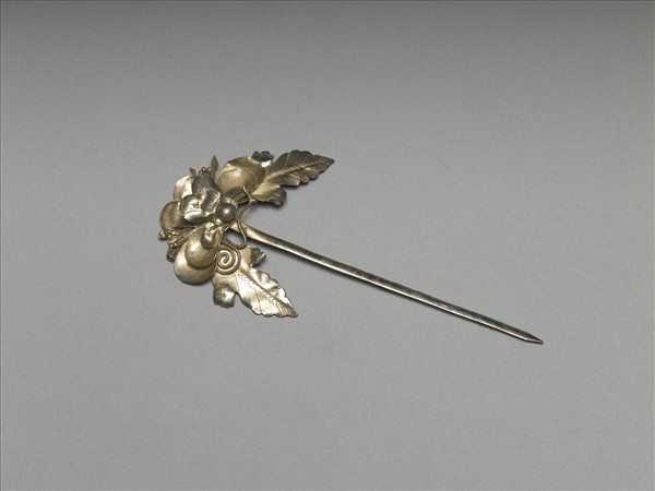 銀銅合金花卉簪