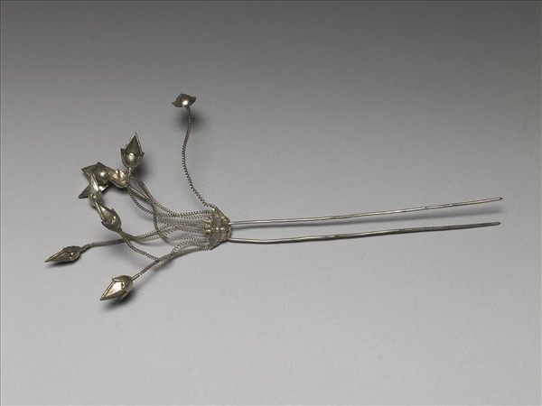銀銅合金花卉釵