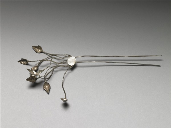 銀銅合金花卉釵