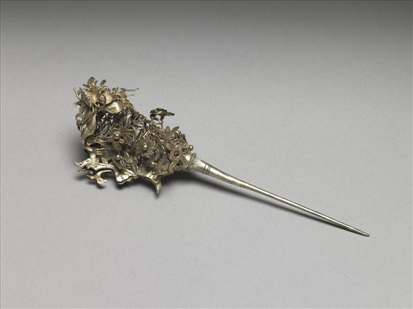 銀銅合金花卉簪