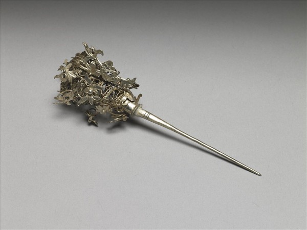 銀銅合金花卉簪