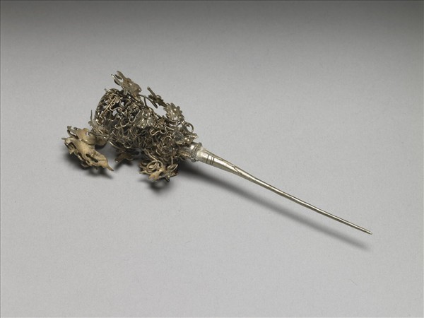 銀銅合金花卉簪