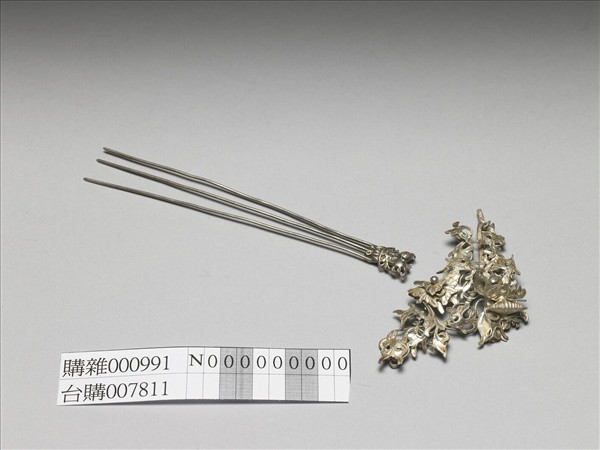 銀銅合金花蝶釵