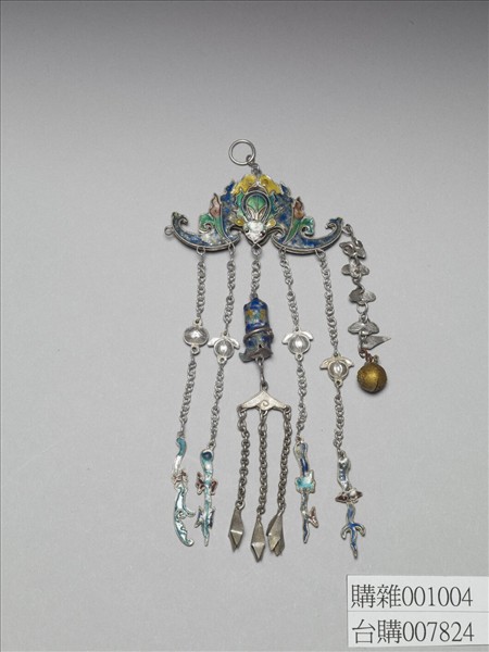 銀銅合金內填琺瑯蝙蝠腰飾