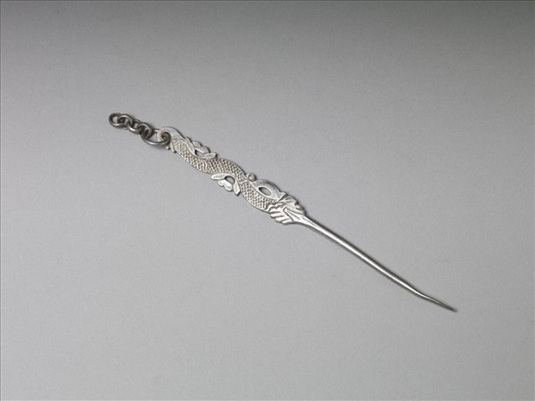 銀銅合金龍紋簪