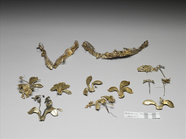 銀銅合金花蝶式簪