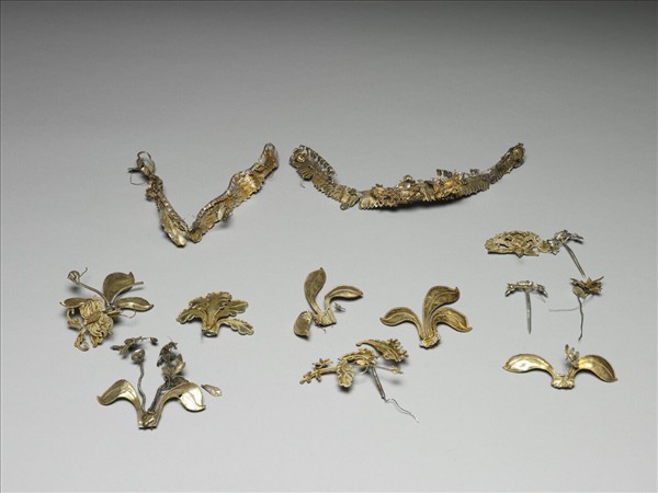 銀銅合金花蝶式簪