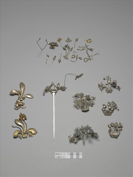 銀銅合金花蝶式簪