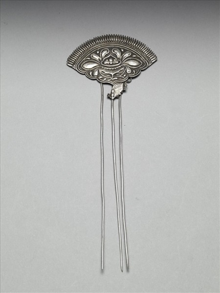 銀銅合金扇形釵