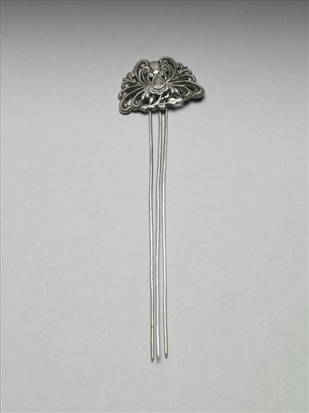 銀銅合金花卉釵