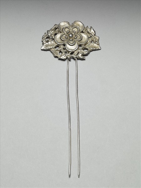 銀銅合金花卉釵