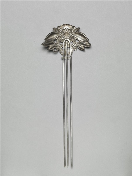 銀銅合金盆花釵