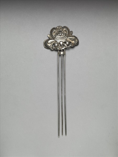 銀銅合金花卉釵