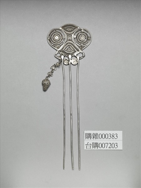 銀銅合金幾何紋釵