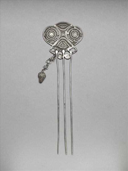 銀銅合金幾何紋釵