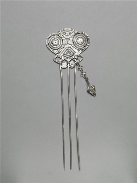 銀銅合金幾何紋釵