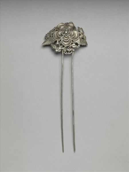 銀銅合金花卉釵