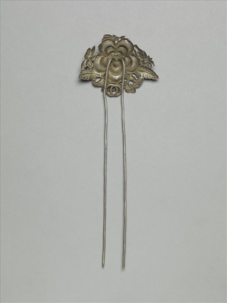 銀銅合金花卉釵