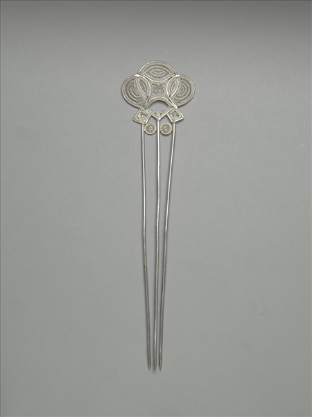 銀銅合幾何紋釵