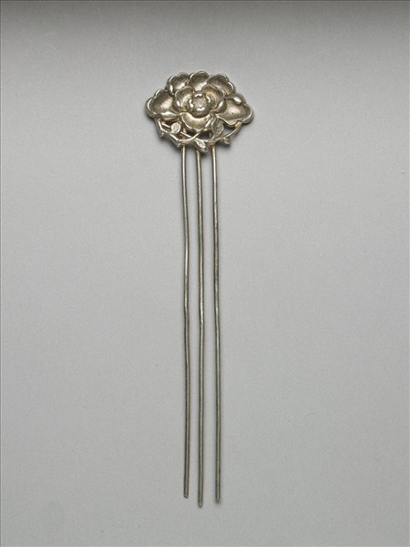 銀銅合金花卉釵