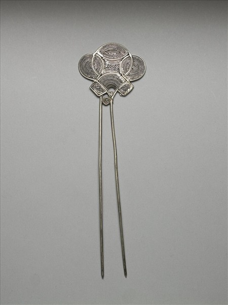 銀銅合金幾何紋釵