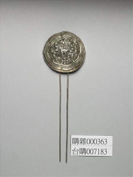 銀銅合金花兔釵