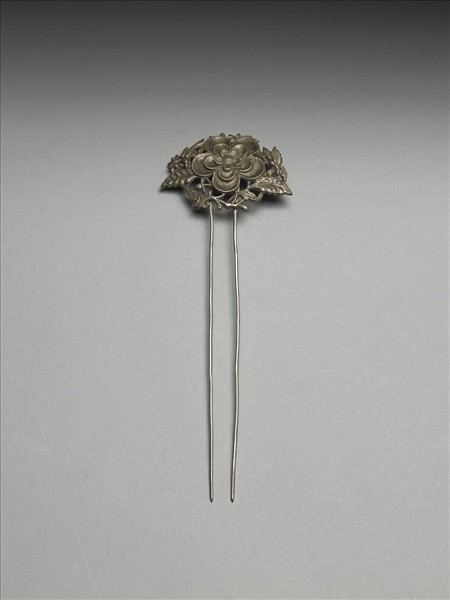 銀銅合金花卉釵