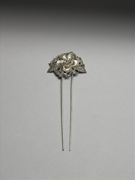 銀銅合金花卉釵