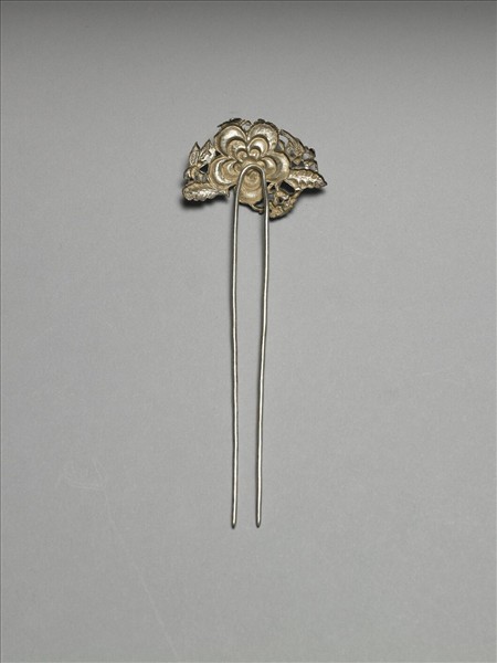銀銅合金花卉釵