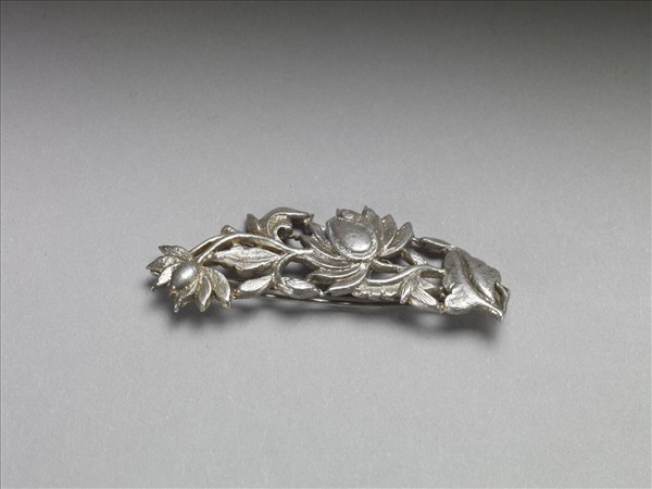 銀銅合金花卉髮夾