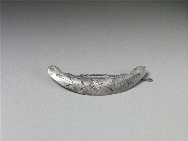 銀銅合金花葉紋髮夾