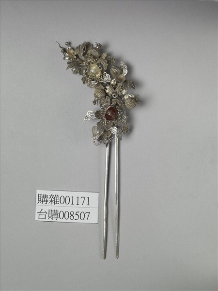 銀銅合金花果釵
