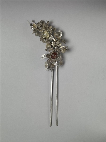 銀銅合金花果釵