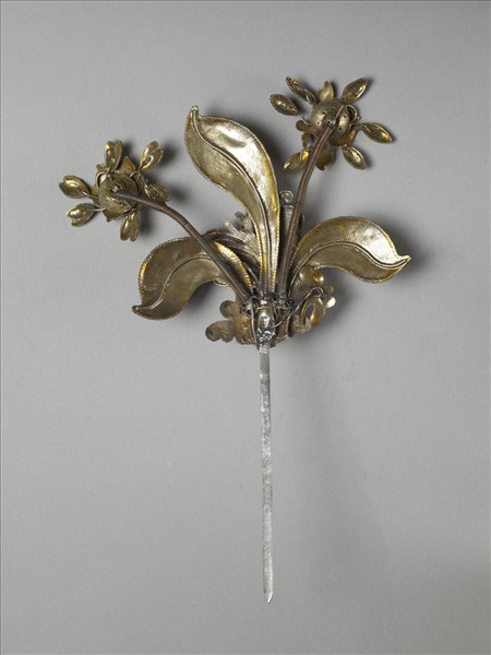 銀銅合金花蝶簪