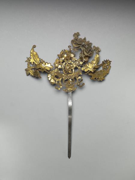 銀銅合金花蝶簪