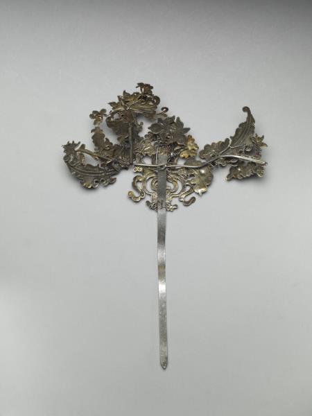 銀銅合金花蝶簪