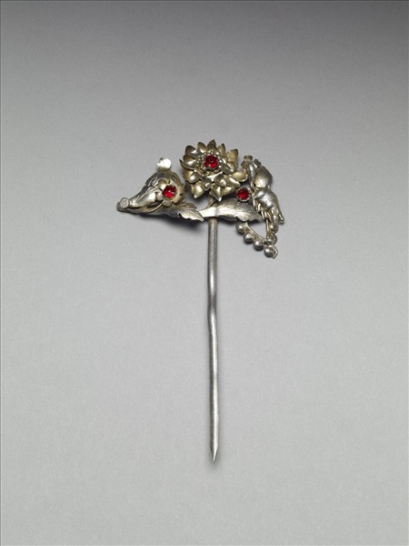 銀銅合金花卉簪