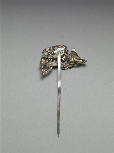 銀銅合金花卉簪