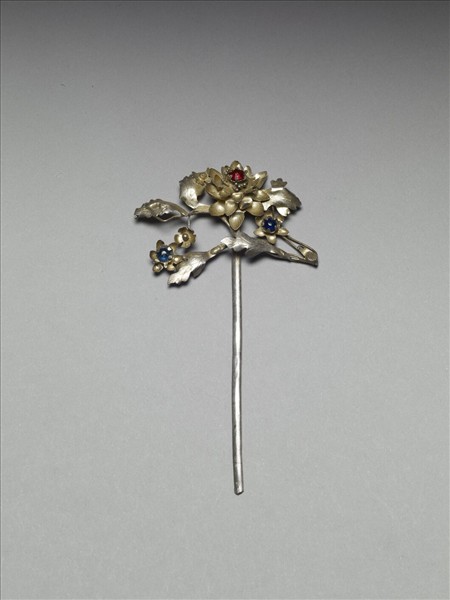 銀銅合金花卉簪