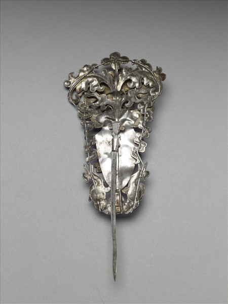 銀銅合金盆花簪